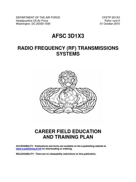 Afsc 3D1X3: Radio Frequency (RF) Transmissions Systems .